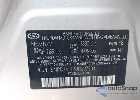 2018 Hyundai Elantra Se from USA, damaged, VIN 5NPD74LF6JH297204